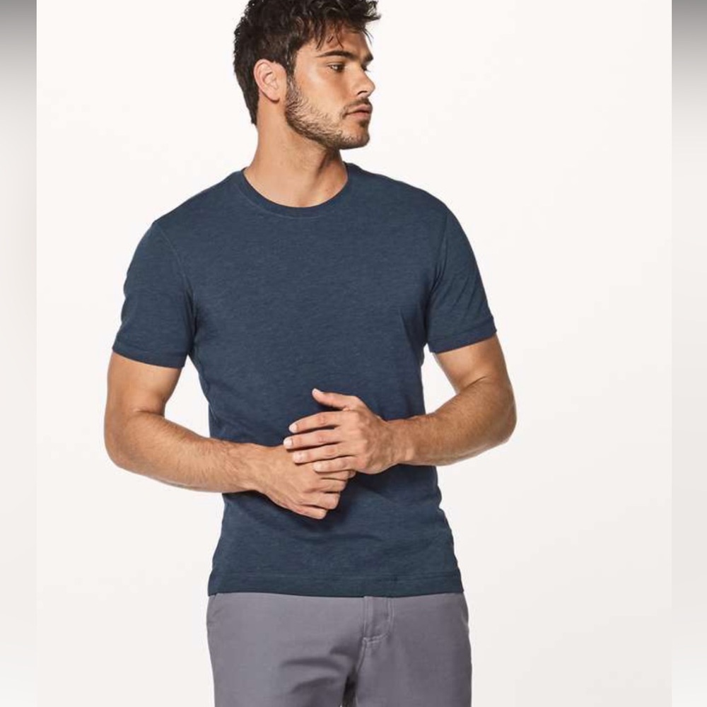 Lululemon Men’s Heathered Nautical Navy 5 Year Basic Short Sleeve Tee Shirt L